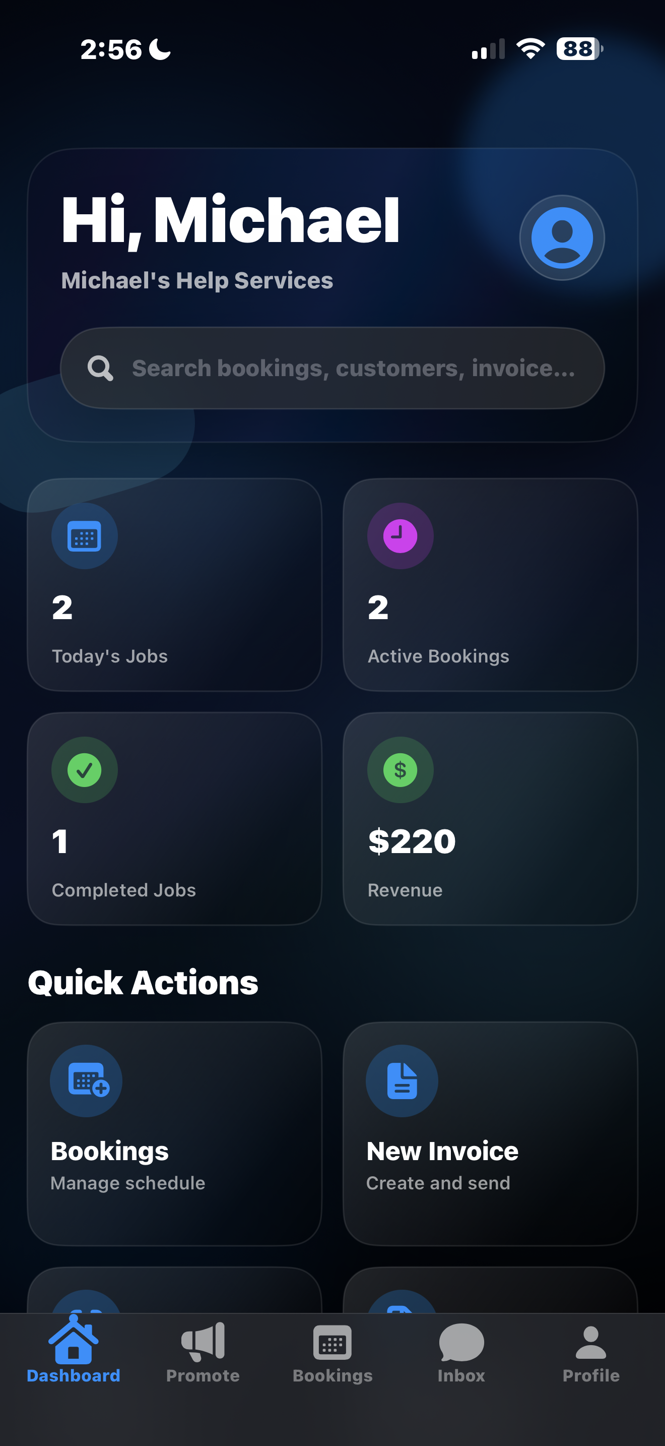 Help business app screenshot