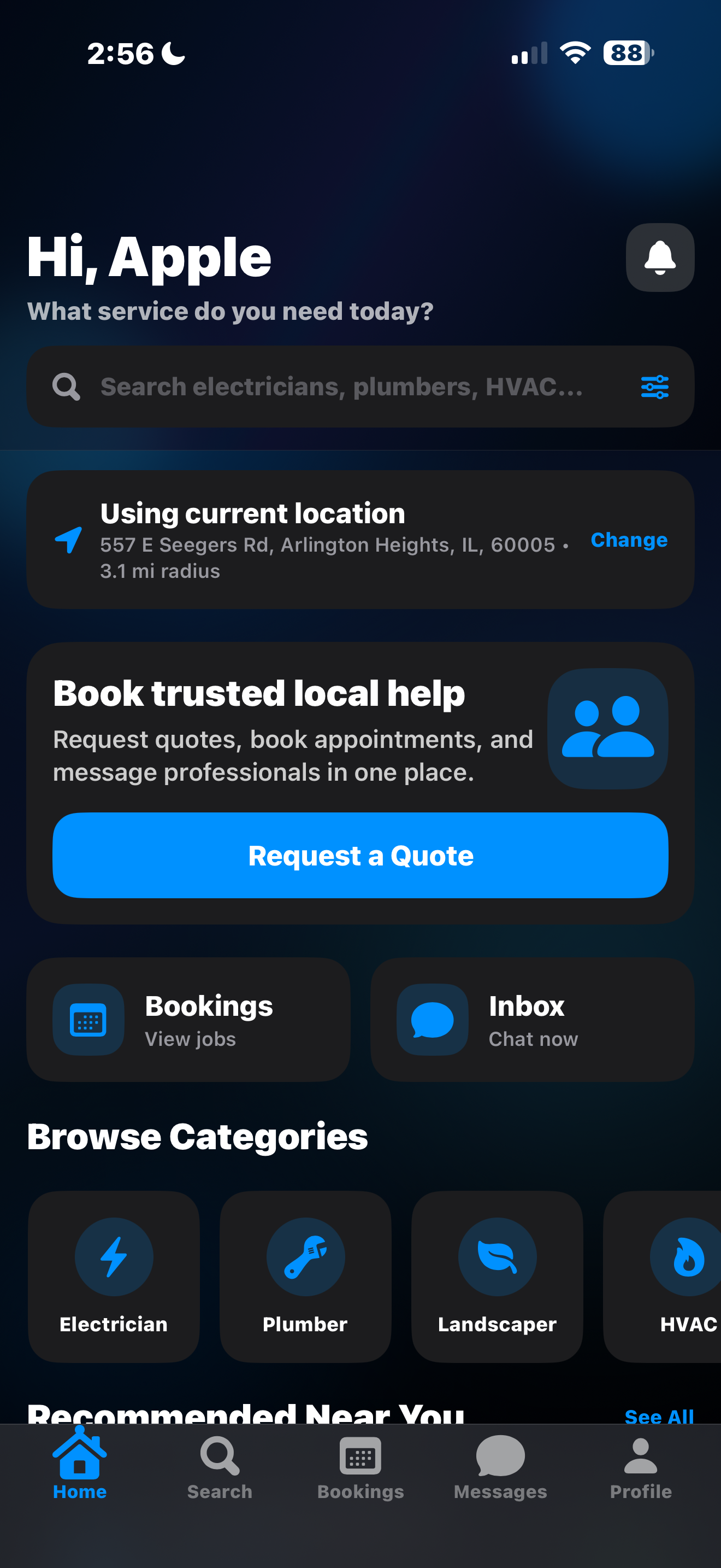 Customer app screenshot